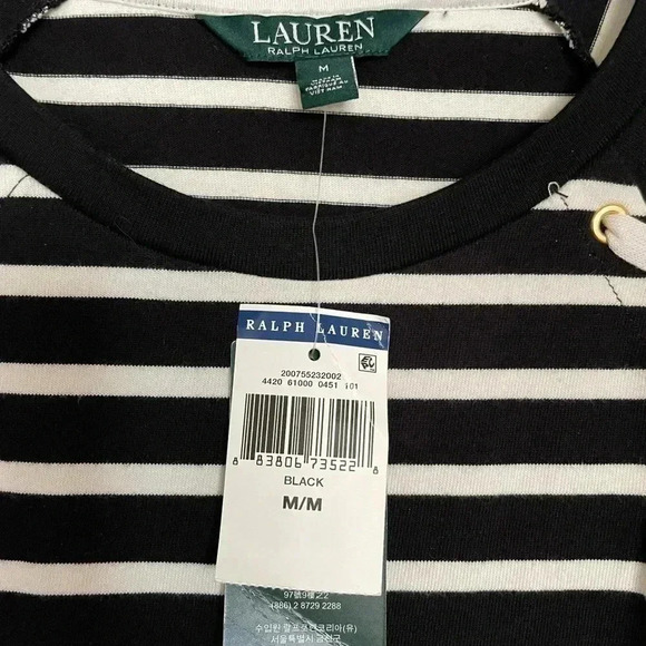 Lauren by Ralph Lauren black and white T-shirt dress sz  M - Picture 2 of 5